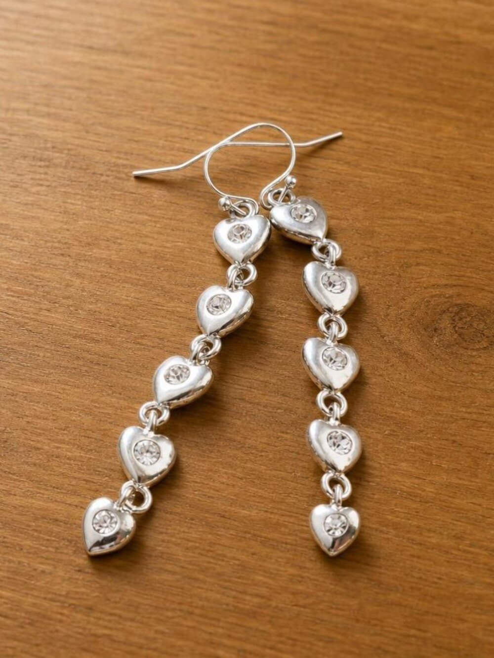 Chico's Sparkling Heart Crystal Dangle Earrings - Picture 2 of 2